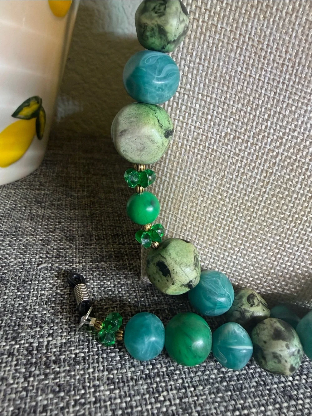 Handmade Green Mixed-Beaded Eye Glass Chain